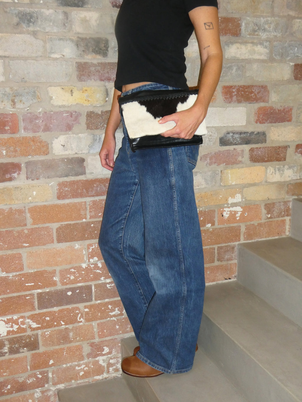 Hatch Clutch - Black & White Cowhide