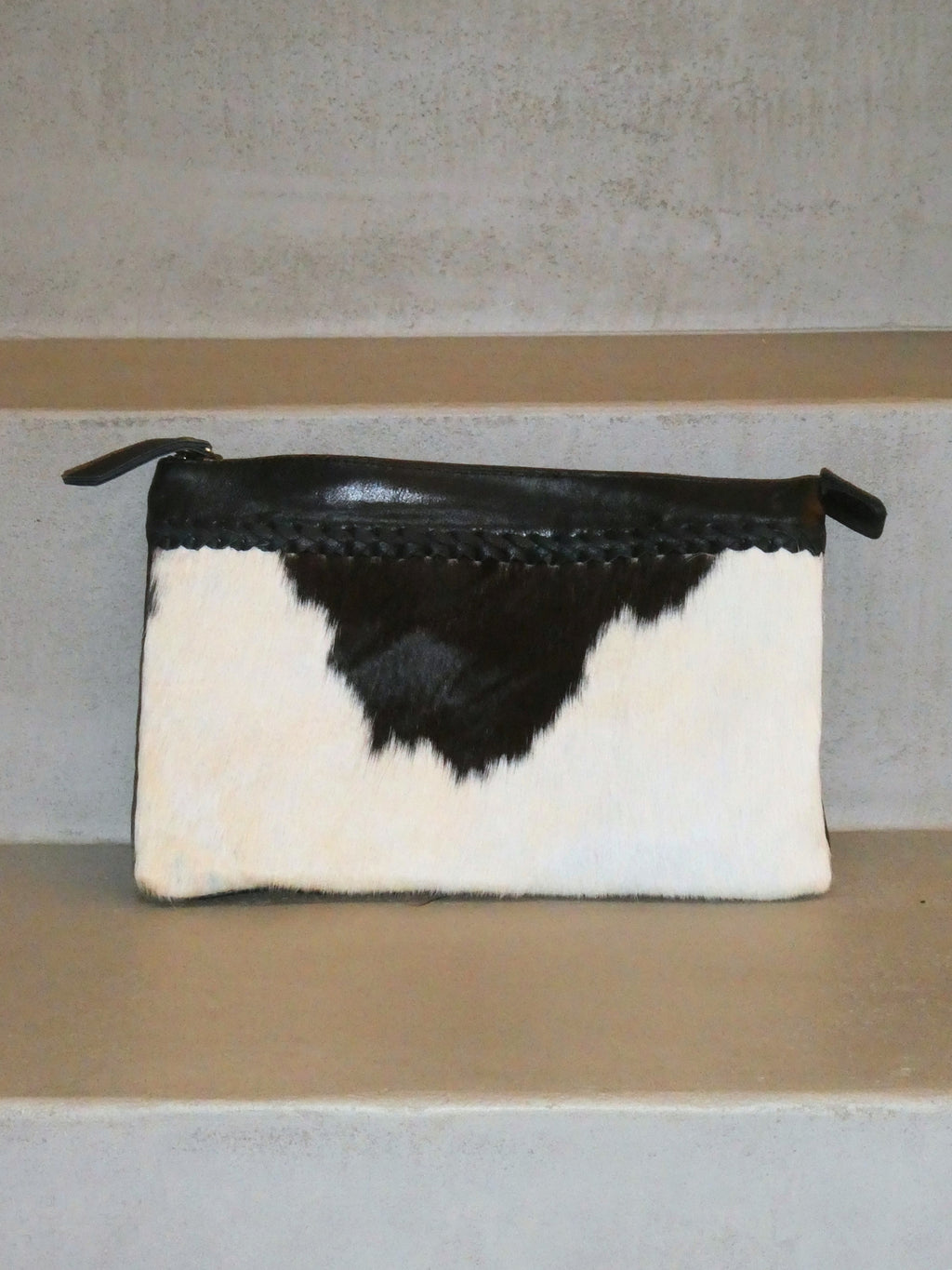 Hatch Clutch - Black & White Cowhide