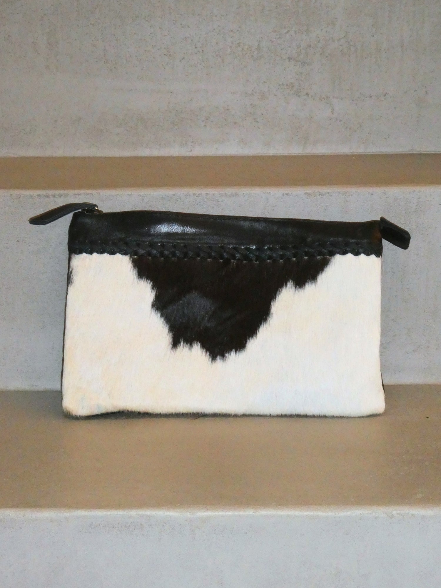 Hatch Clutch - Black & White Cowhide
