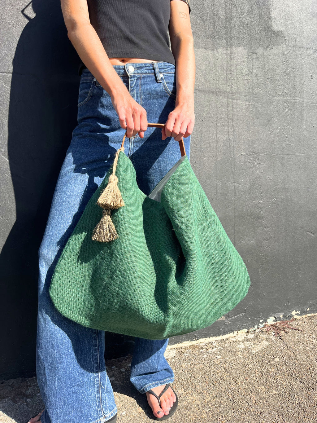 Market Hessian Bag - Green